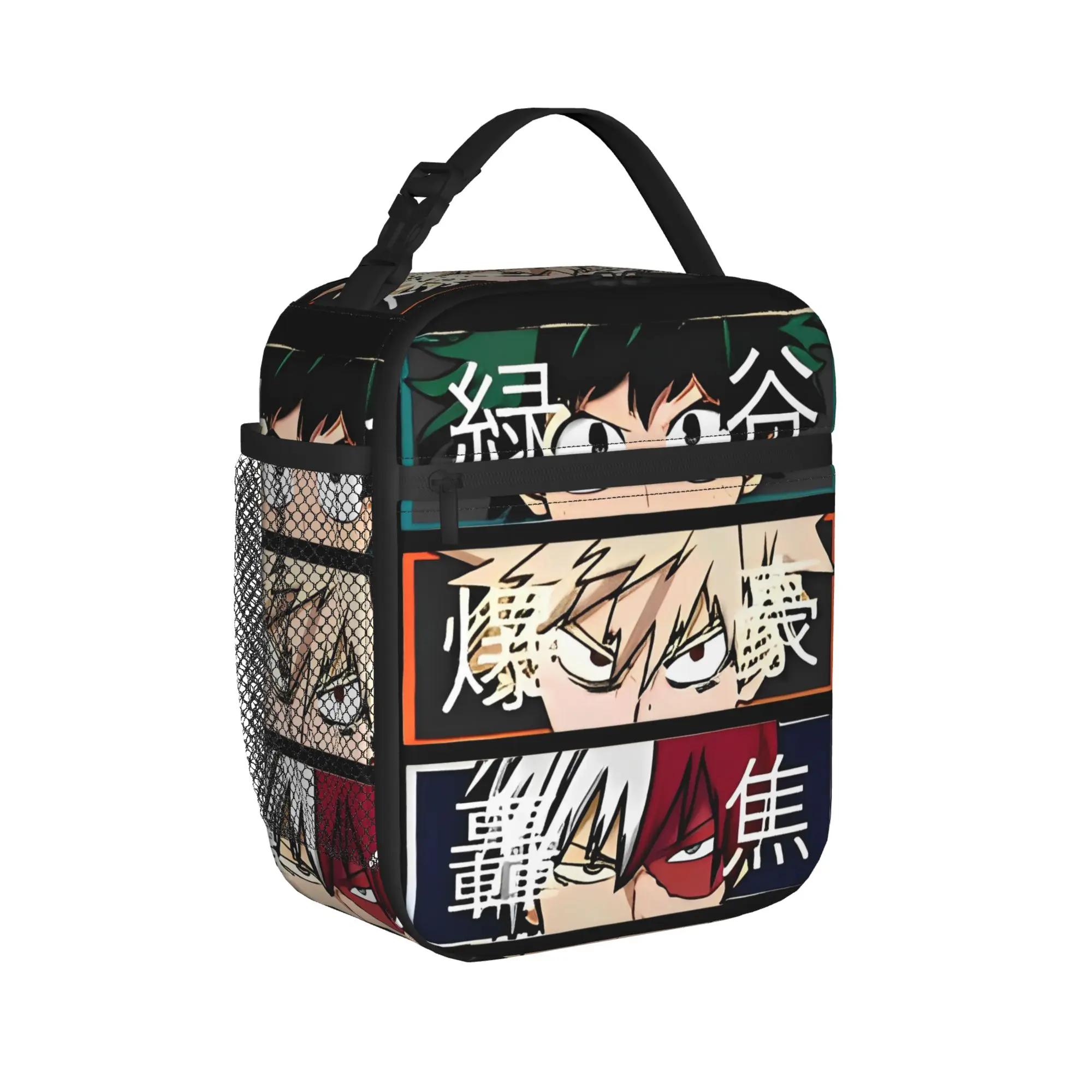 

Термосумки для обедов MHA, многоразовые, герметичные контейнеры для еды, сумка-тоут для бенто с изображением персонажей аниме Деку и Бакуго Кацуки