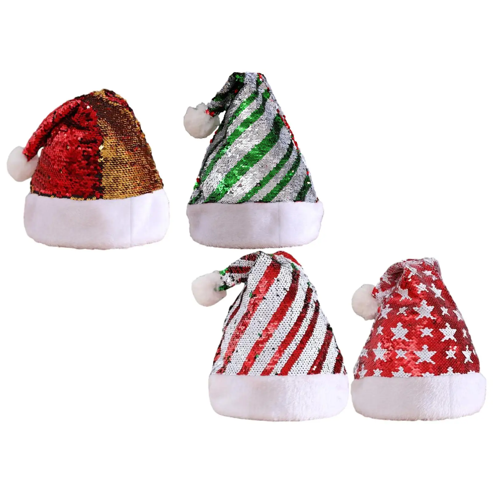 Sequin Christmas Hat Men Women Fancy Dress Cap for Winter Holiday Festive