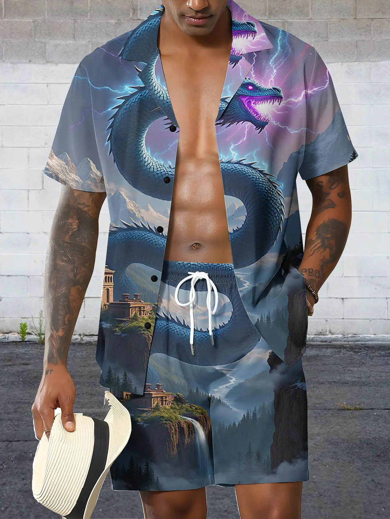 Men's Shirt Sets 2026 Spring/Summer sweatshirt set 2 piece set Graphic 3D Printed jogging suit tracksuit  for man men's suits