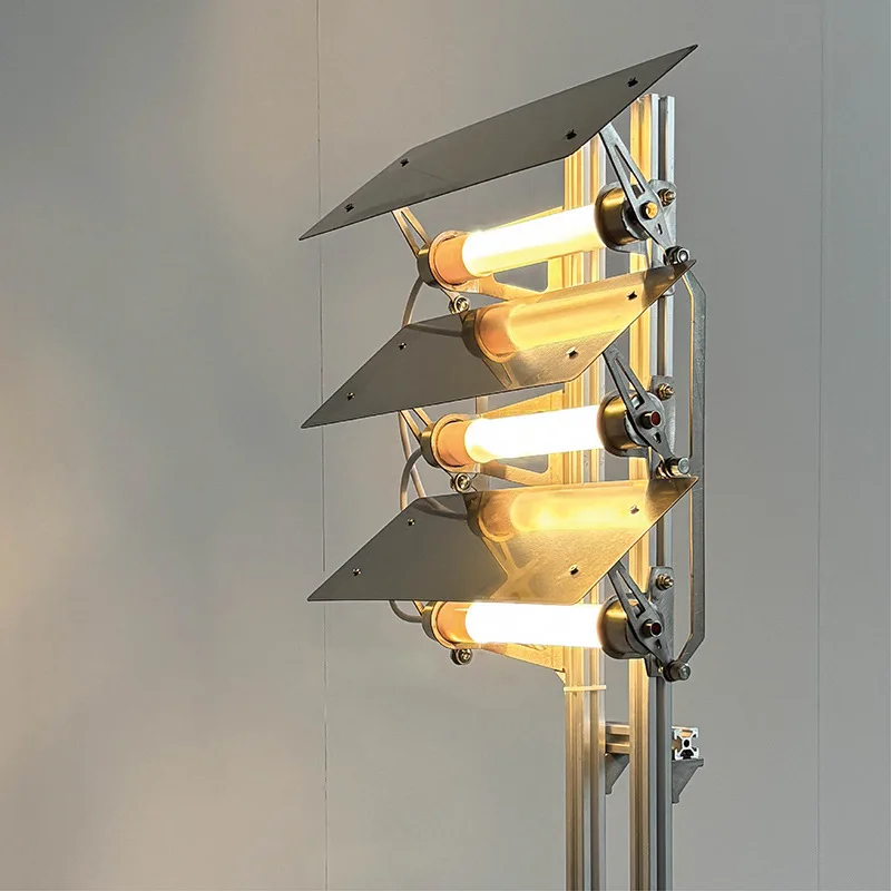 

French medieval industrial style styling designer high-end glacier floor lamp stainless steel atmosphere window floor lamp