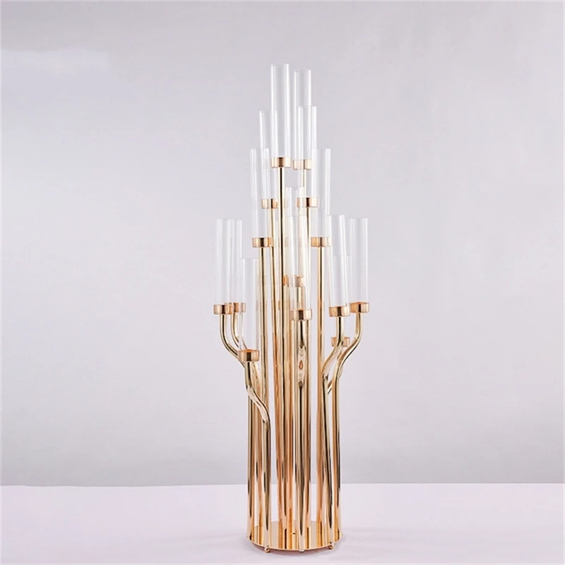 Elegant Iron Electroplated Golden 16-Arm Candelabra Eco-Friendly Durable Design for Home Decoration Christmas Party Settings