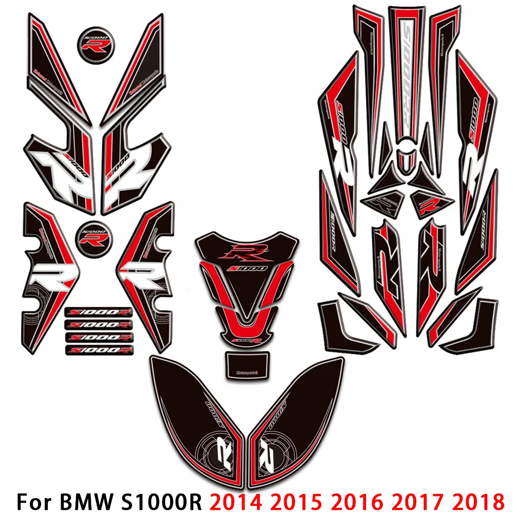 오토바이 3D 접착 스티커 페어링 스티커 쉘 장식 BMW S1000R s1000 r 2015-2018 조명 반사 스티커