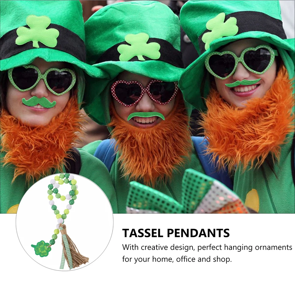 

Shamrock Tassel Pendants Acrylic Bead Garland Decor Hanging Wall Adornments Clover Pendant Decorative Home Office