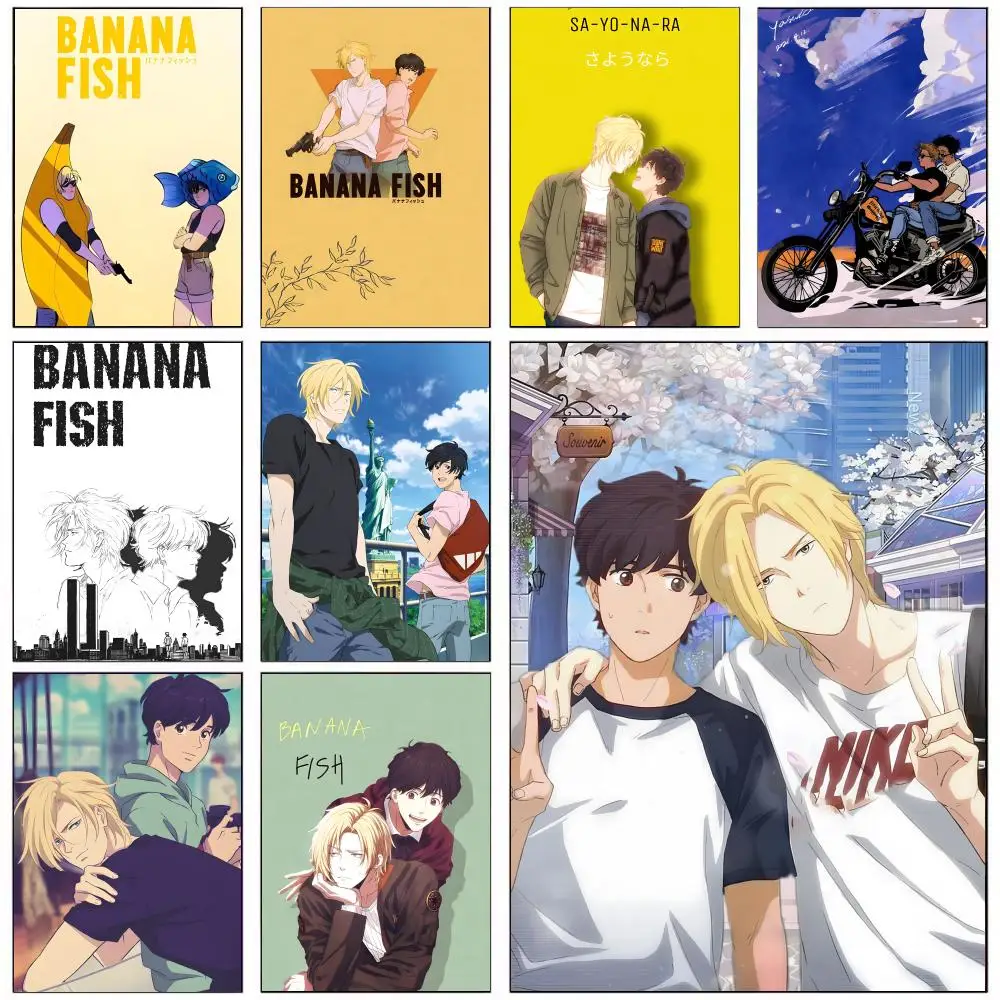 Póster de Banana Fish HD, decoración de pared autoadhesiva para el hogar, oficina, dormitorio y más, opción de regalo ideal