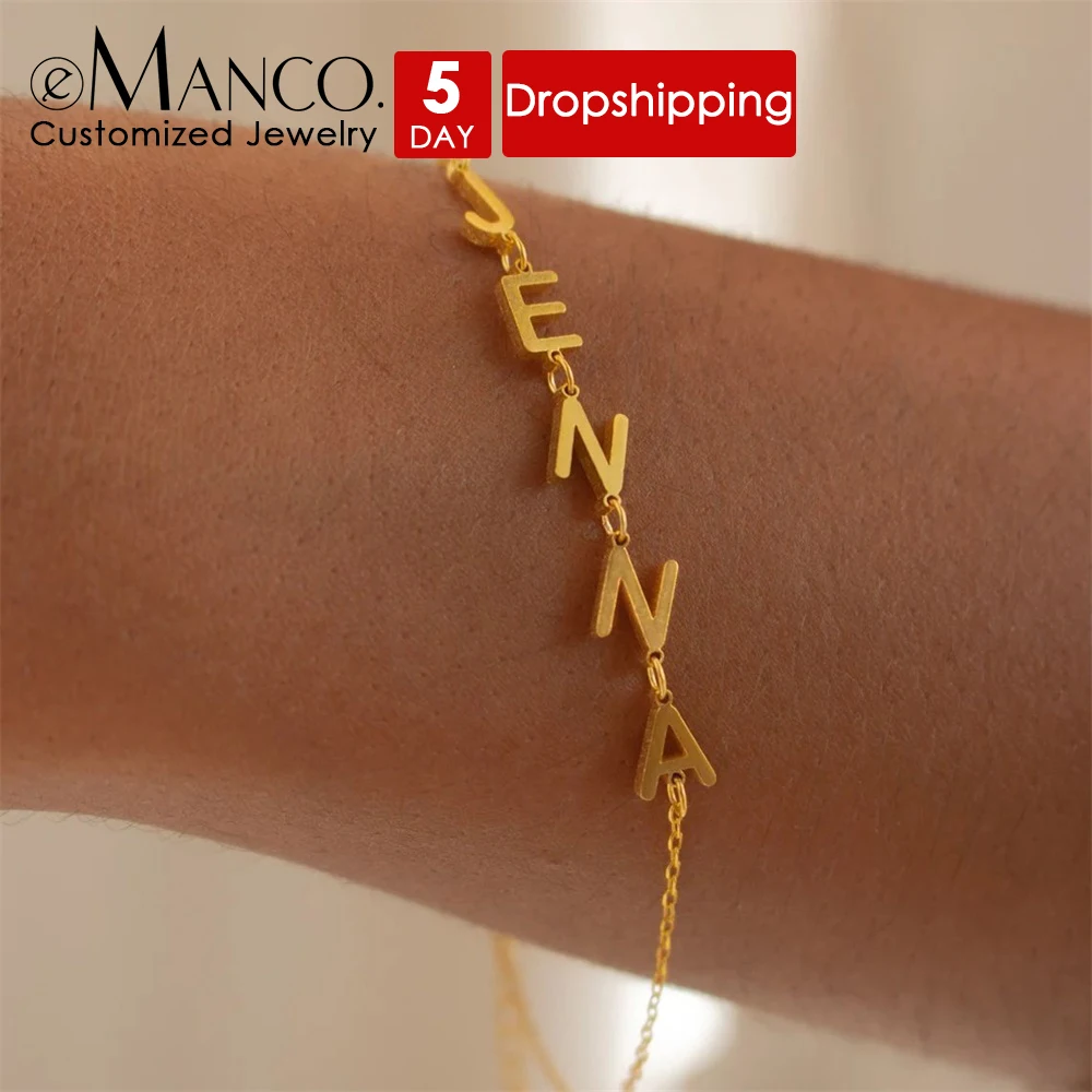 

eManco браслет из нержавеющей стали с индивидуальным именем, браслеты с подвесками в виде алфавита на заказ, модные ювелирные изделия, подарок, прямая продажа от производителя