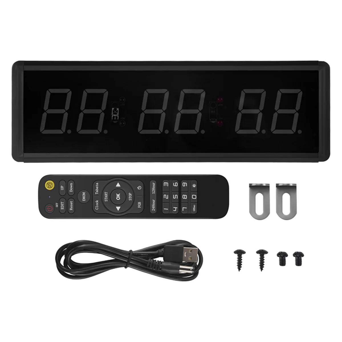 QA08I Gym Timer,LED Interval Timer Digital Countdown Wall Mounted Clock Fitness Timer,Digits Down/Up Clock Stopwatch for Home