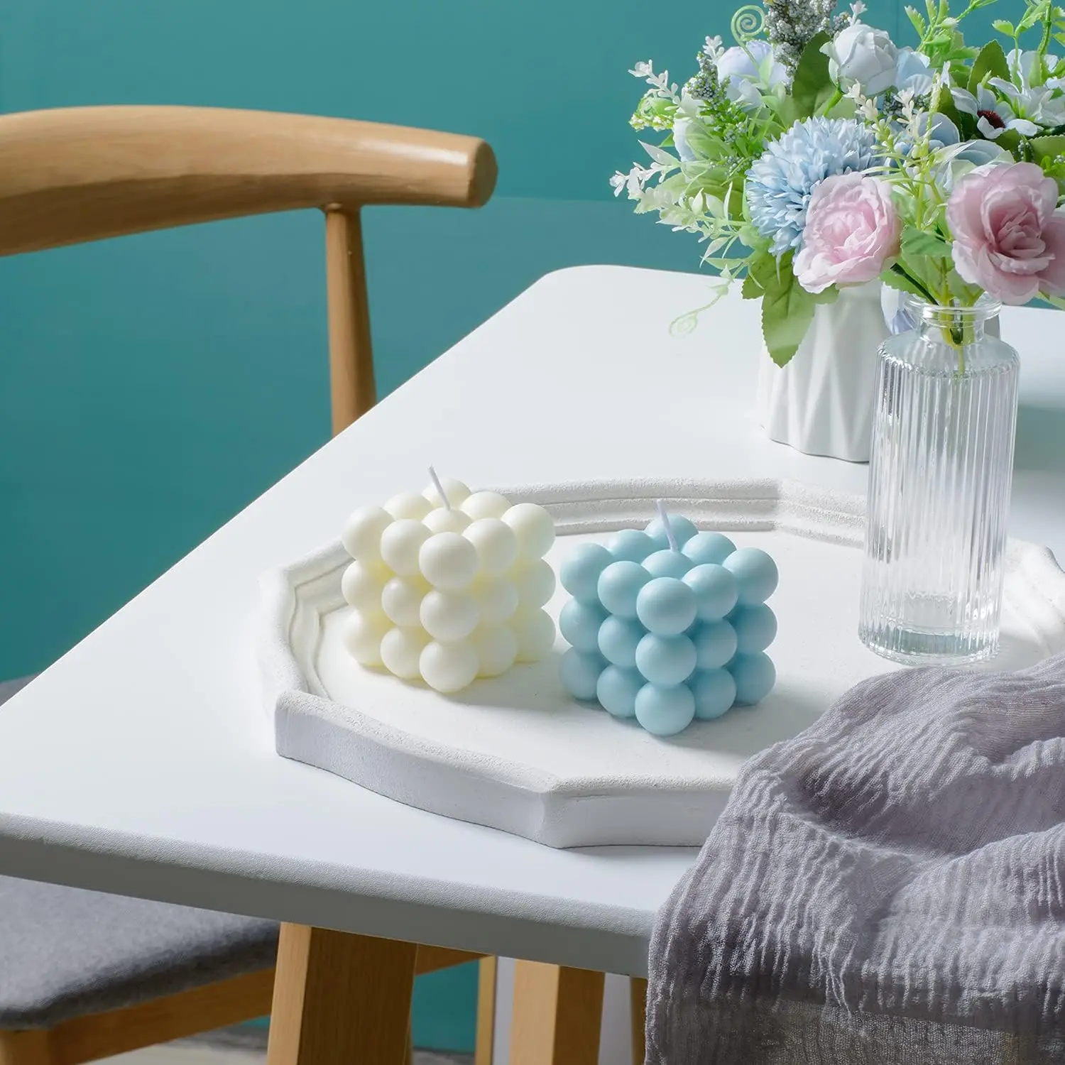 شموع مكعبة الفقاعات المعطرة، شموع للديكور المنزلي المعطرة، ديكور الغرفة الجمالية لطيف الدنماركية الباستيل حفلة عيد ميلاد هدية لصديق