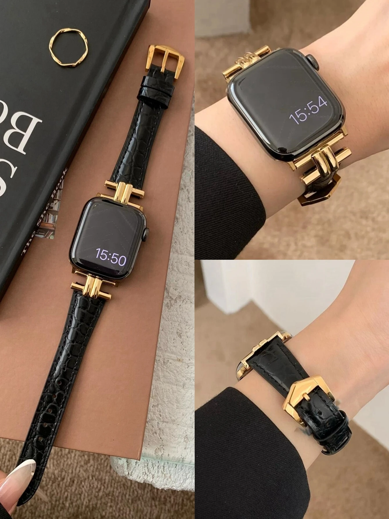Fashion Leather Loop Correa For Apple Watch Band 11/10/9/8/7/6/5/4/3/2/1 SE 38mm 40mm 41mm 42mm 44mm 45mm 46mm 49mm Strap