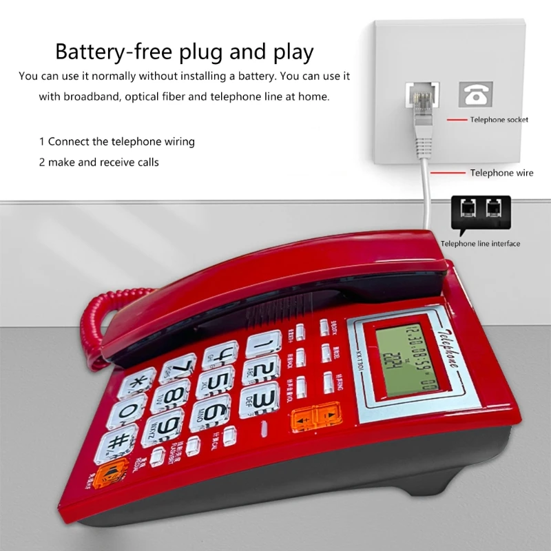 Corded Landline Phone Big Button Household Business Desktop Landline Telephone with LCD Display for Office Front Desk image 2