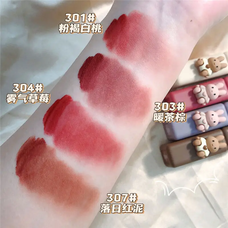 Cute Lip Makeup Bunny Matte Lipstick Lip Tint Korean Kawaii Makeup  Non-sticky Lip Gloss  Long Lasting Color Lip Gloss