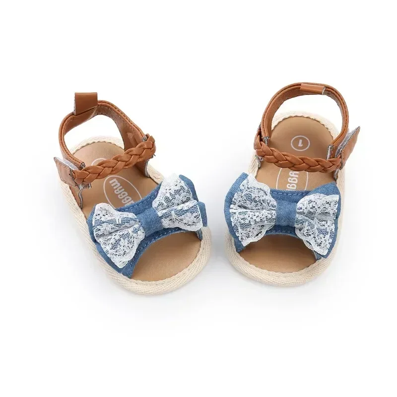 2023 Summer Newborn Infant Baby Girls Princess Bowknot Shoes Soft Sole PU Cute Flats Sandals Shoes Fit For 0-18M Crib Shoes