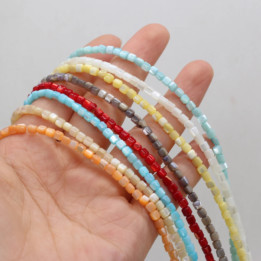 Natural Sea Shell Beads Color Cylindrical Mother of Pearl Beads For DIY Handmade Necklace Earrings Jewelry Accessories 3.5mm