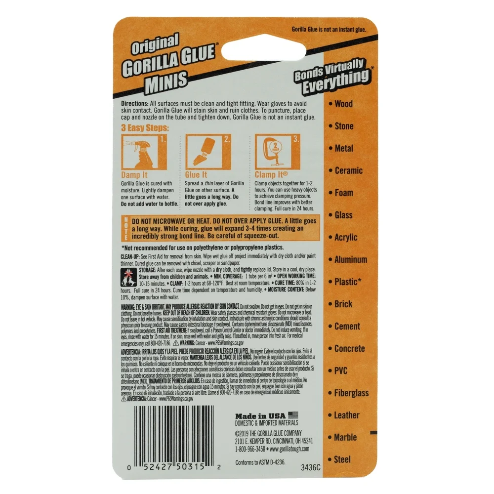 オリジナルブラウンポリウレタン接着剤 4 パック 3 グラムミニチューブ防水強力なクラフト接着剤耐熱木材金属石