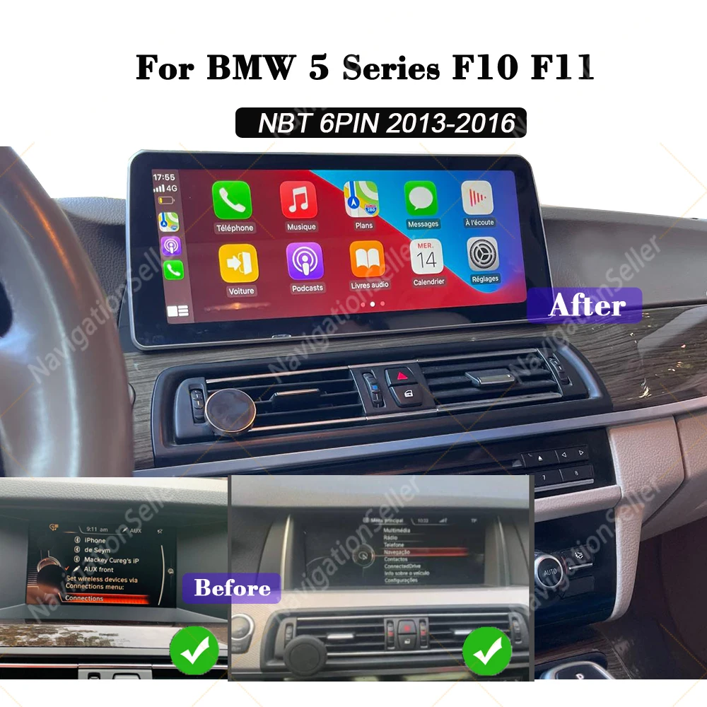 

12.3 1920*720 Multimedia Display For BMW 5 Series F10 F11 2011-2017 CIC NBT Touch Screen Upgrade Carplay Android Auto Radio Navi