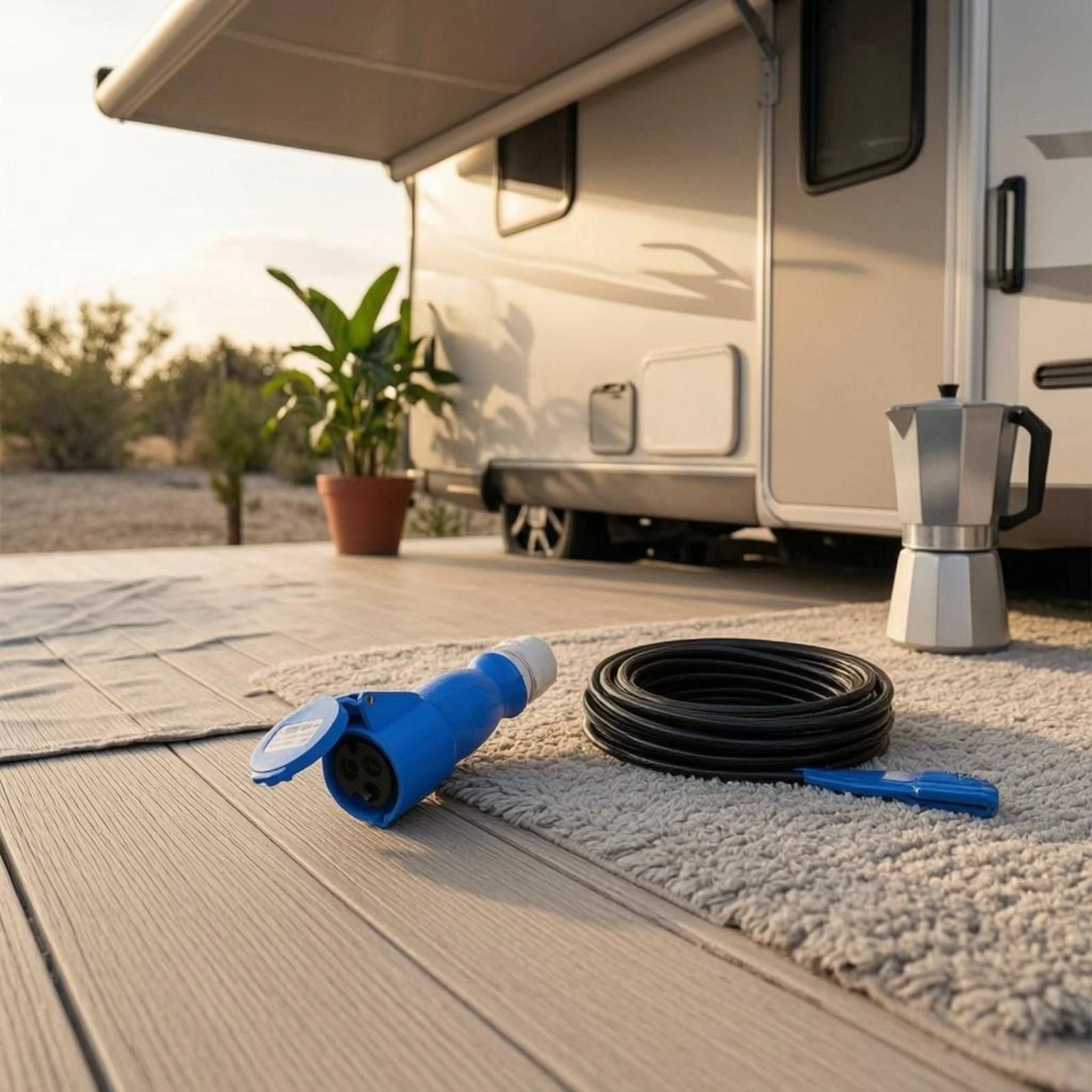 RV Power Cord Sturdy Duty RV Charging Cord Shore Power Cord Watertight Molded Ends Power Supply Leakage Protection