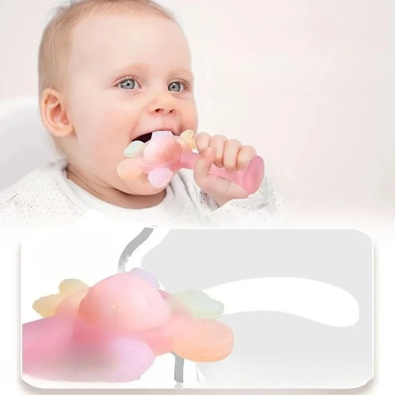 Massaggiagengive per bambini, bastoncino per dentizione, sonagli per le mani, giocattoli, palmo, musica morditiva in silicone, può essere bollito, anti-mangiare, lenitivo per le mani