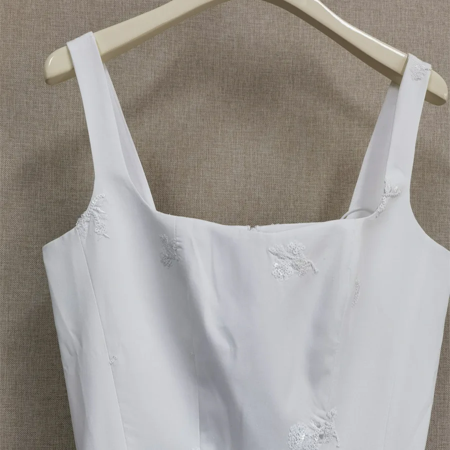 

Fashion Suspender Dress Vacation Style Embroidered Flower White Long Skirt 2025 Summer New Style Formal Occasion Dresses Clothes