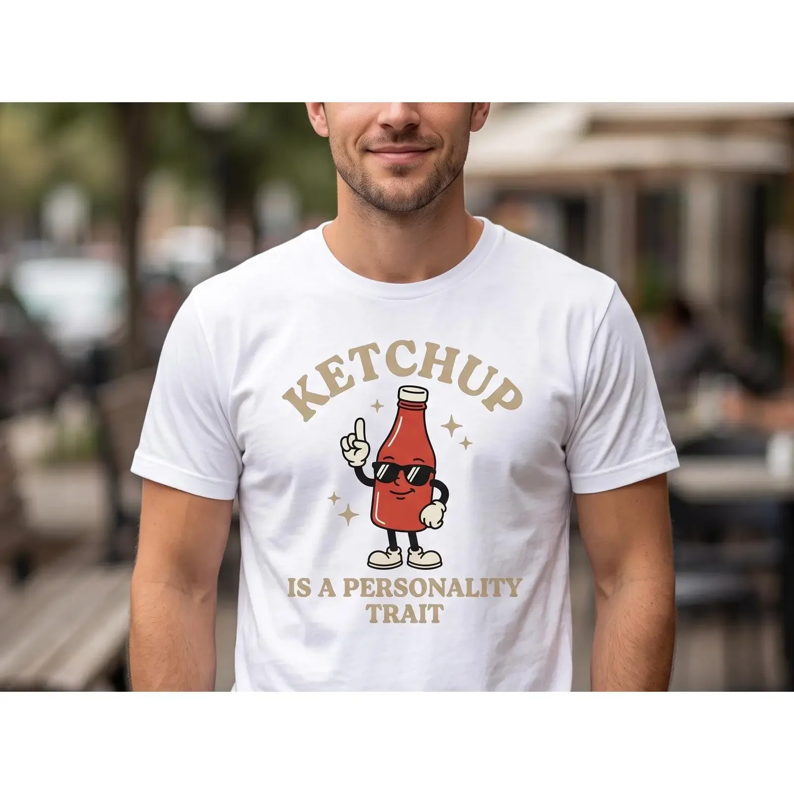 Retro Ketchup Is A Personality Trait Funny T Shirt Vintage Foodie Sarcastic Condiment Lover Humor Summer BBQ vintage Washed