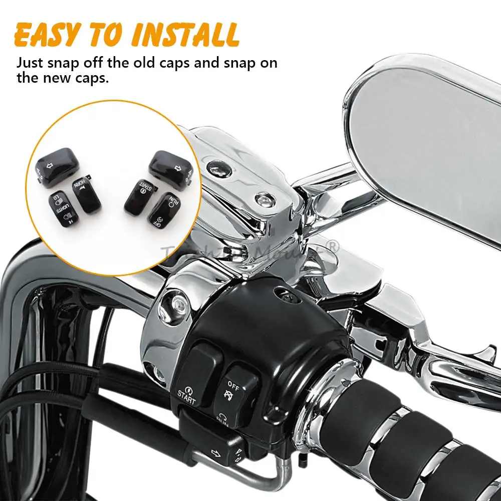 Tapas de interruptor de Control manual para motocicleta, Kit de cubiertas de botón para Harley Touring Glide Road King Sportster 883 Softail Dyna VRSC, color negro