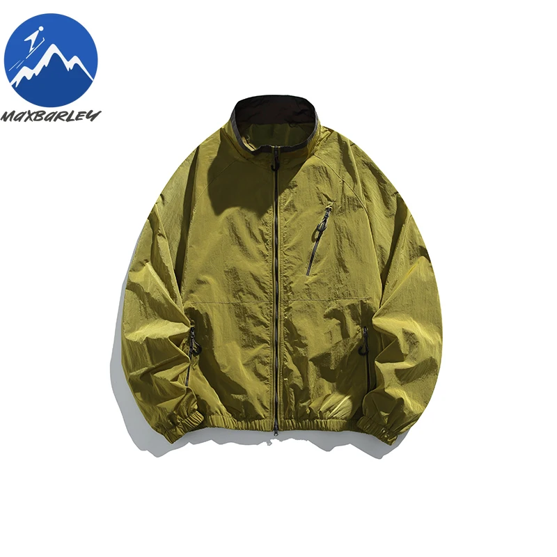 Maxbarley Jacket Outdoor Hiking Triple Proof Stand Collar Jacket Men Autumn Durable Moisture Wicking Quick Dry Thin Garment