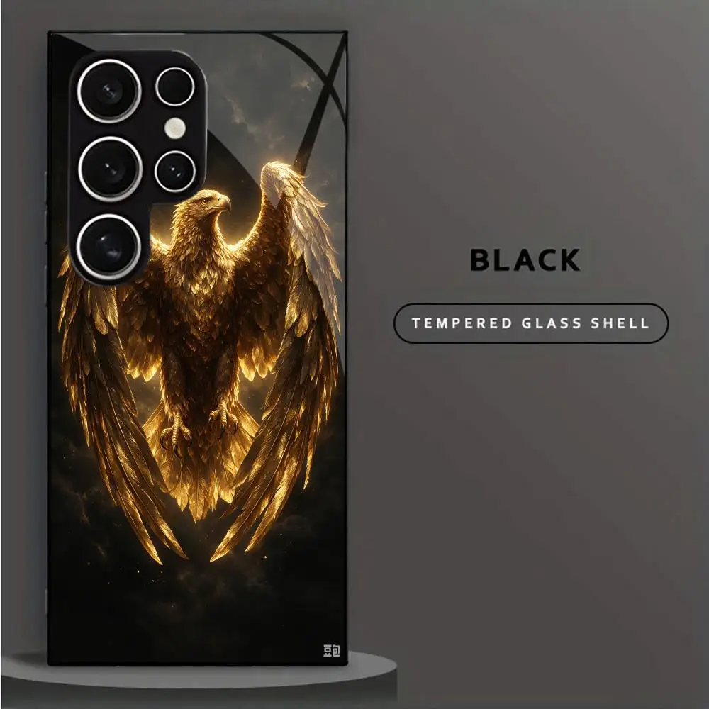 Luxury Glory Eagle Spread Wings glass phone case Shockproof All-Protect cover for Samsung Galaxy S26/25/24/23/22/21/Ultra/FE/5G