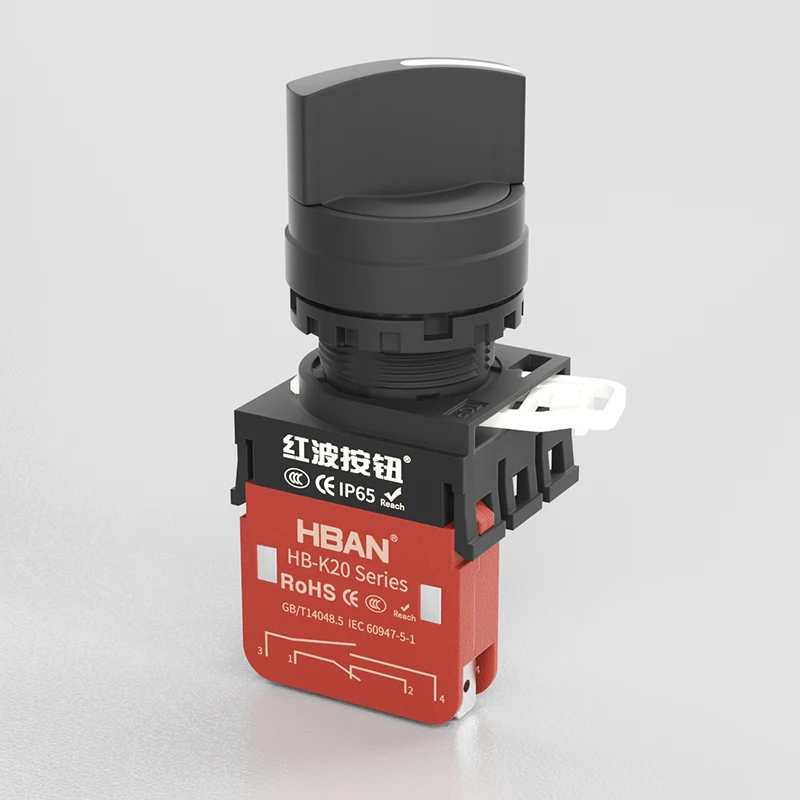 

HBAN Customization 2/3Position ABS Plastic Selector Button Switch 22mm IP65 Waterproof 20A 500V Rotary Head Selector Switch