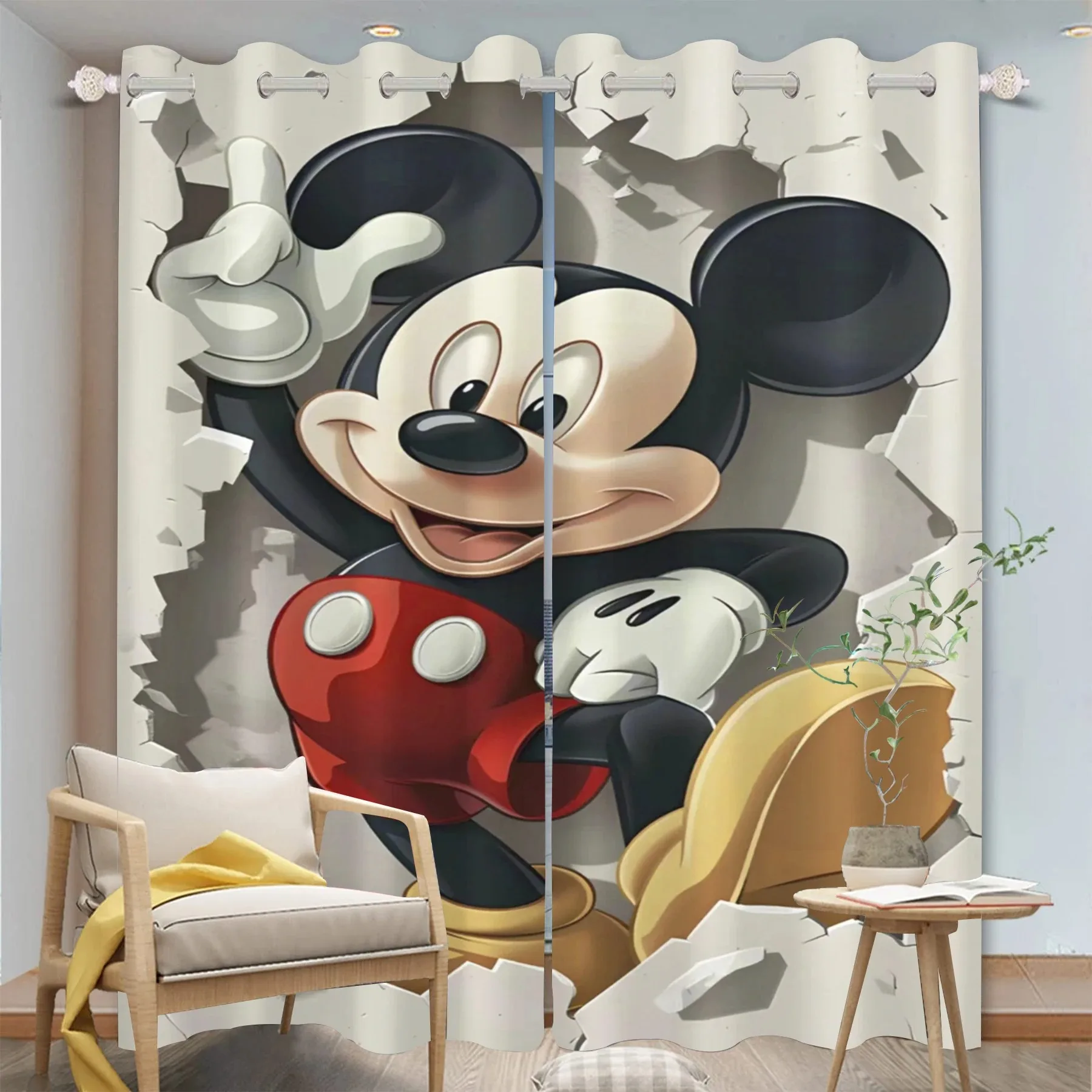 Mickey Mouse cartoon curtains, Disney cute print, home bedroom, living room window blackout, boy and girl bedroom decoration