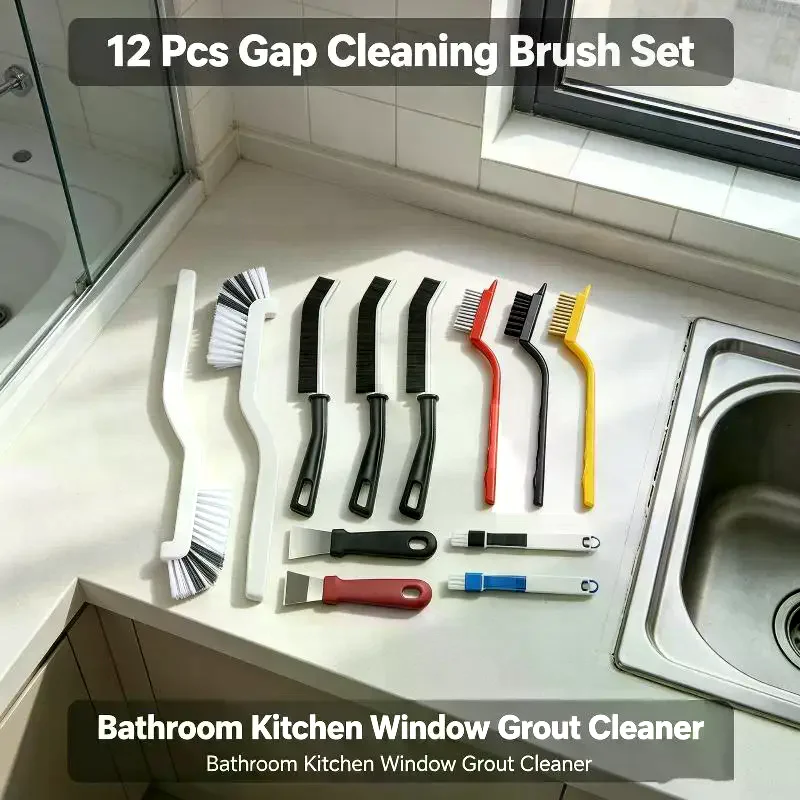 Crevice Cleaning Brushes 1-15 Pcs Stiff Bristles Non Slip Handles Practical Tool for Kitchen Home Cleaning Gift for Housewife
