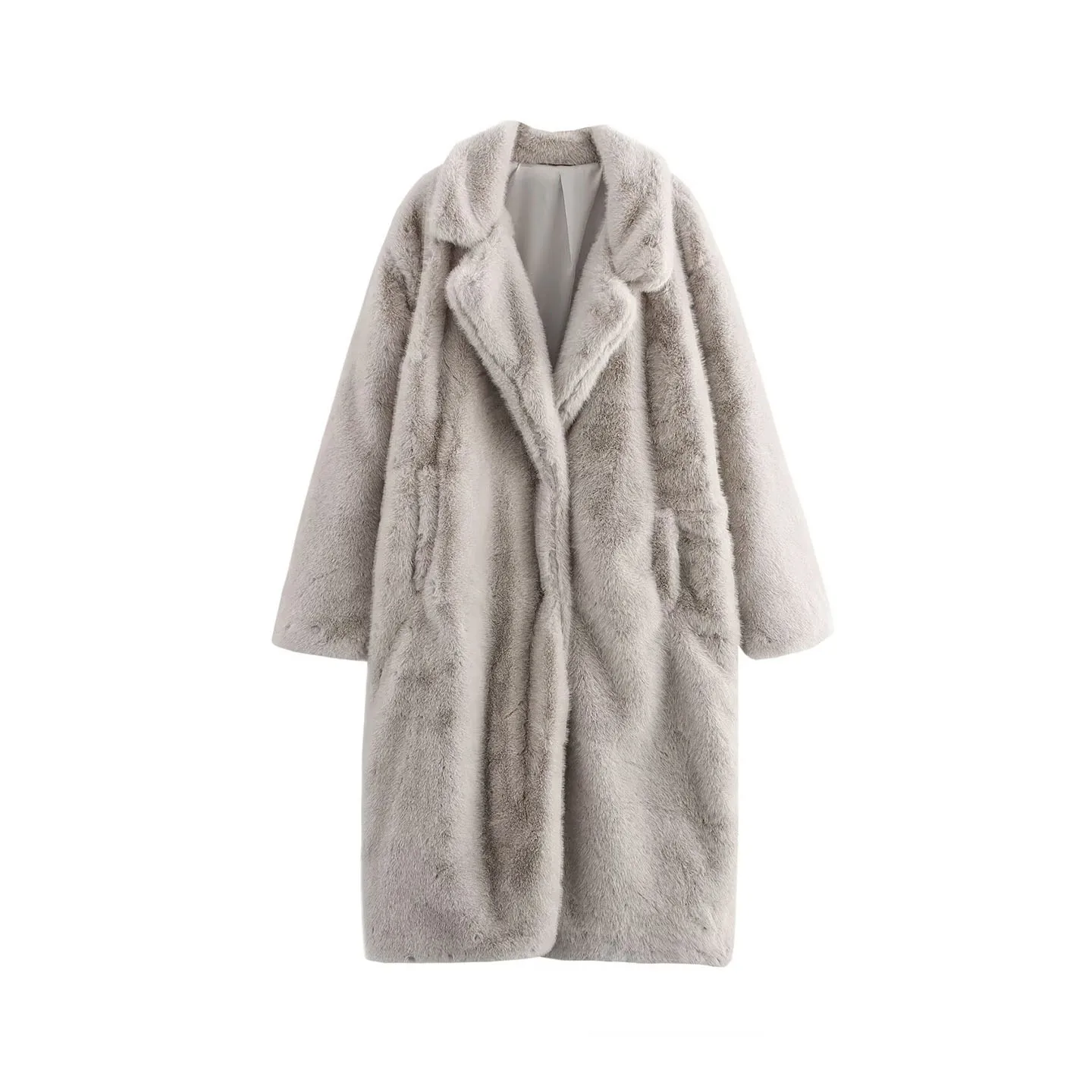 Z Abrigo largo Faionable para mujer efecto piel Artificial Ele Personali juvenil Sle corte holgado largo Sve 2025 otoño