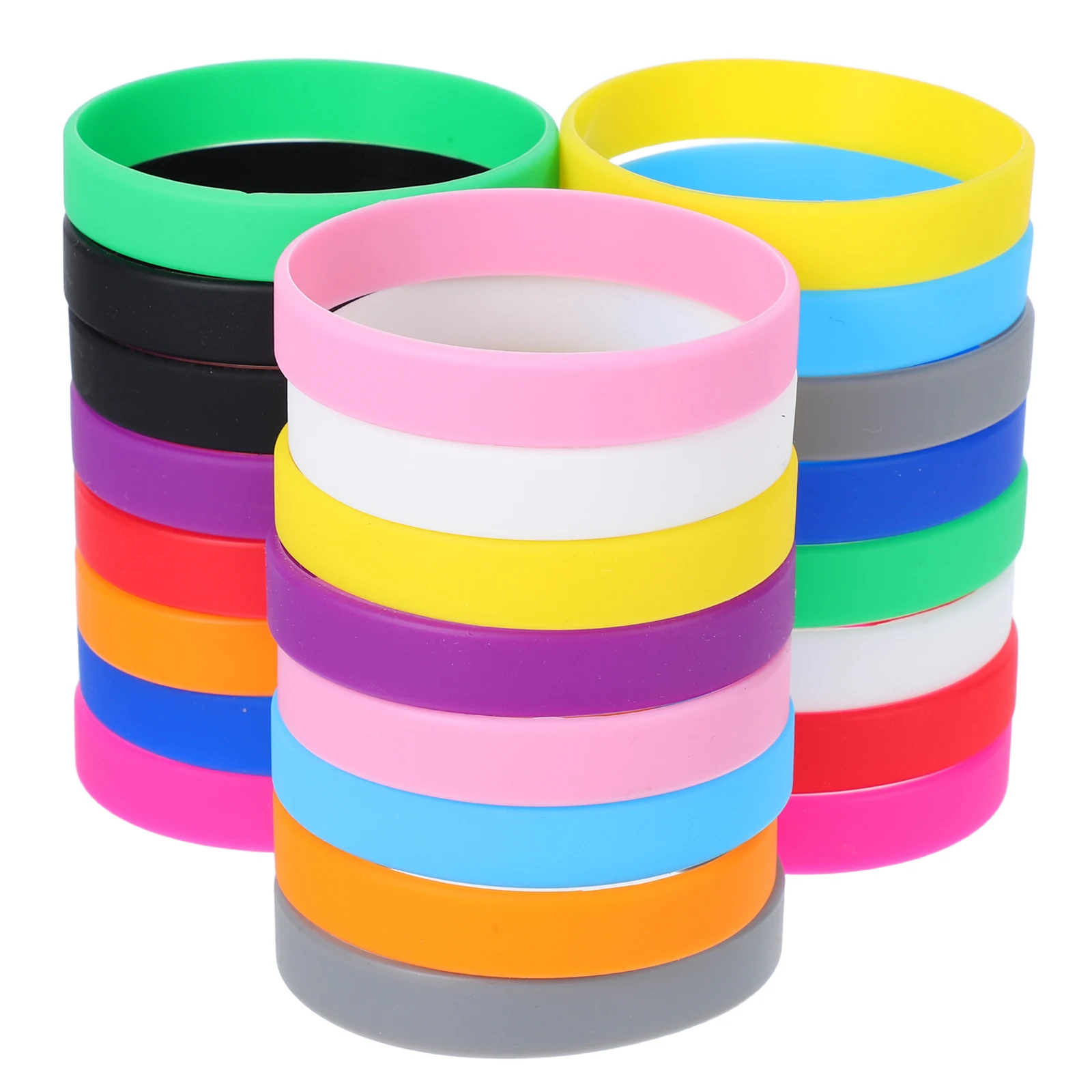 

24Pcs Silicone Wristbands Vibrant Washable Stretchy Bracelets for Adults Unisex Party Favors Sports Events Night Out