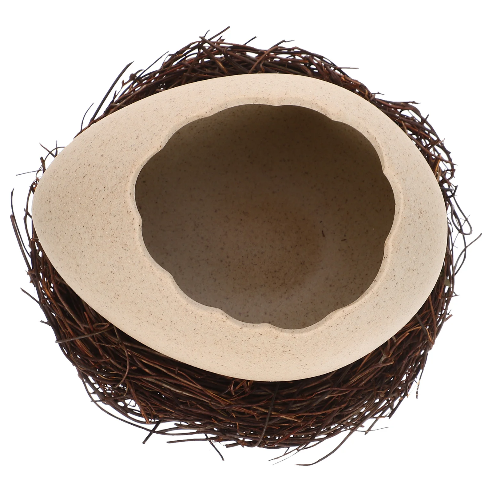 

Egg Shell Shaped Bird Nest Dessert Bowl Large Capacity Food Container Decorative Snack Tray Ceramic Serving Plate for Household
