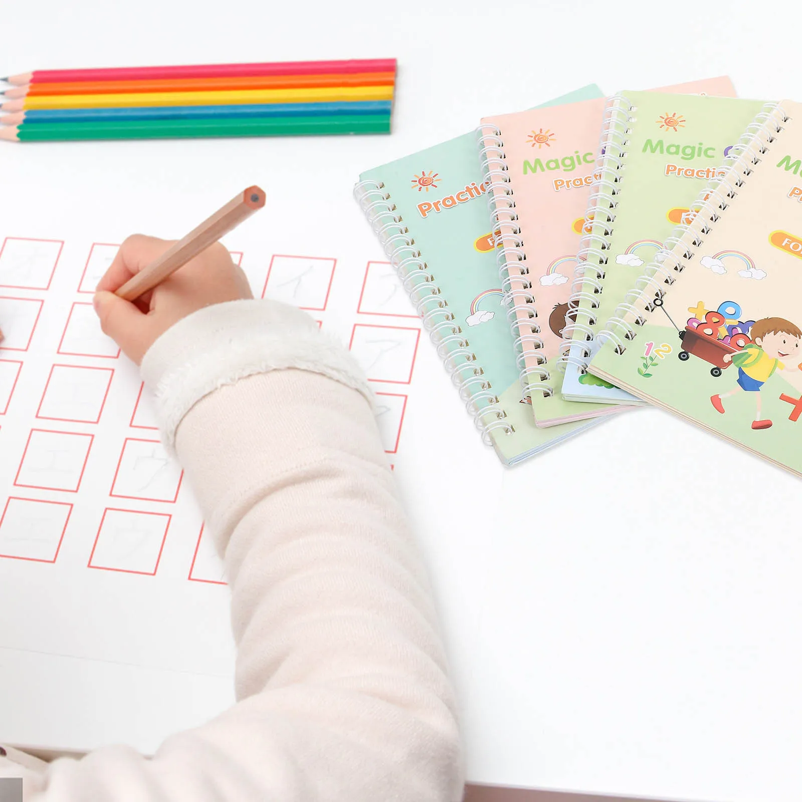 

1 set Preschool Calligraphy Copybooks For Children Handwriting Practice Book Groove Design English Writing Training Tool School