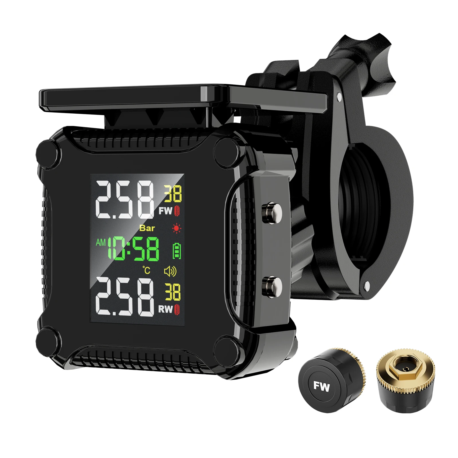 M9 Motorcycle TPMS Solar Charging 2 Tires 0-6Bar 433.92MHz Wireless Tire Pressure Monitor for Motorbike