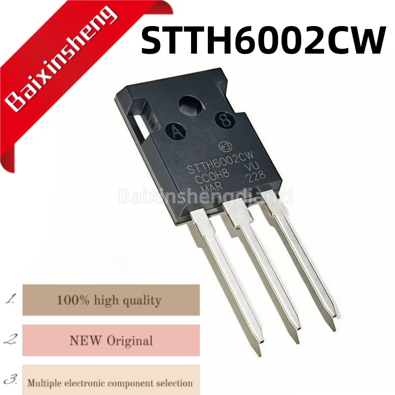 

10 pieces, STTH6002CW,STTH6002C,6002CW,60A200V,TO-247, Fast recovery diode
