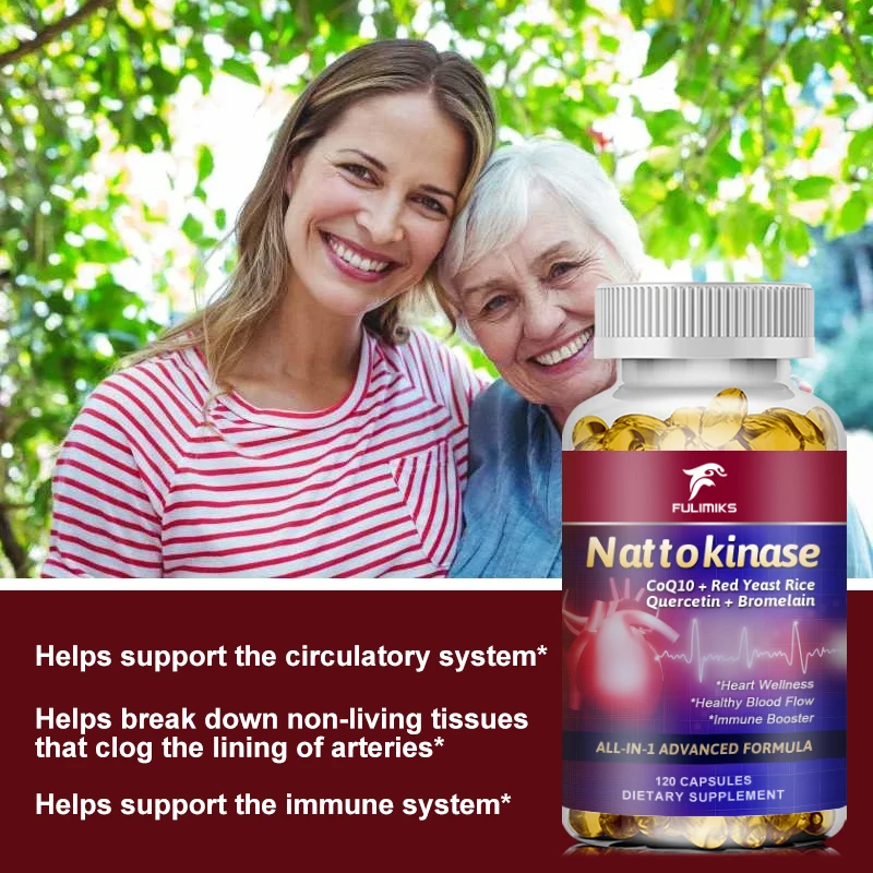 Natural Organic Nattokinase Serine Peptidase Gluten-Free Immune Support Non-GMO 120 Vegetarian Supplement