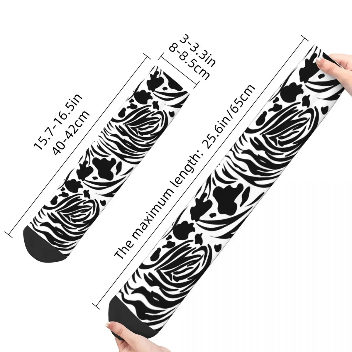 Colorful Cow Zebra Pattern Football Socks Middle Tube Socks for Unisex Breathable Cute Sock