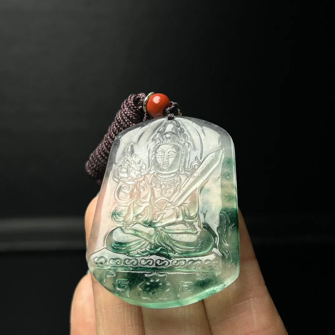Natural Burme Ice Green jade Jadeite Carved Buddha Pendant & Necklaces Phoenix