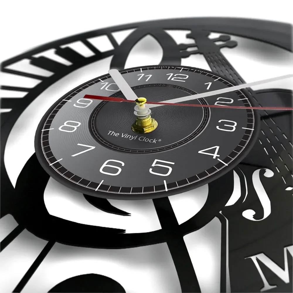 Piano and Violin Music Art Home Decoration Vinyl Record Wall Clock Piano Cello Retro Wall Watch Musician Gift Wall Clock