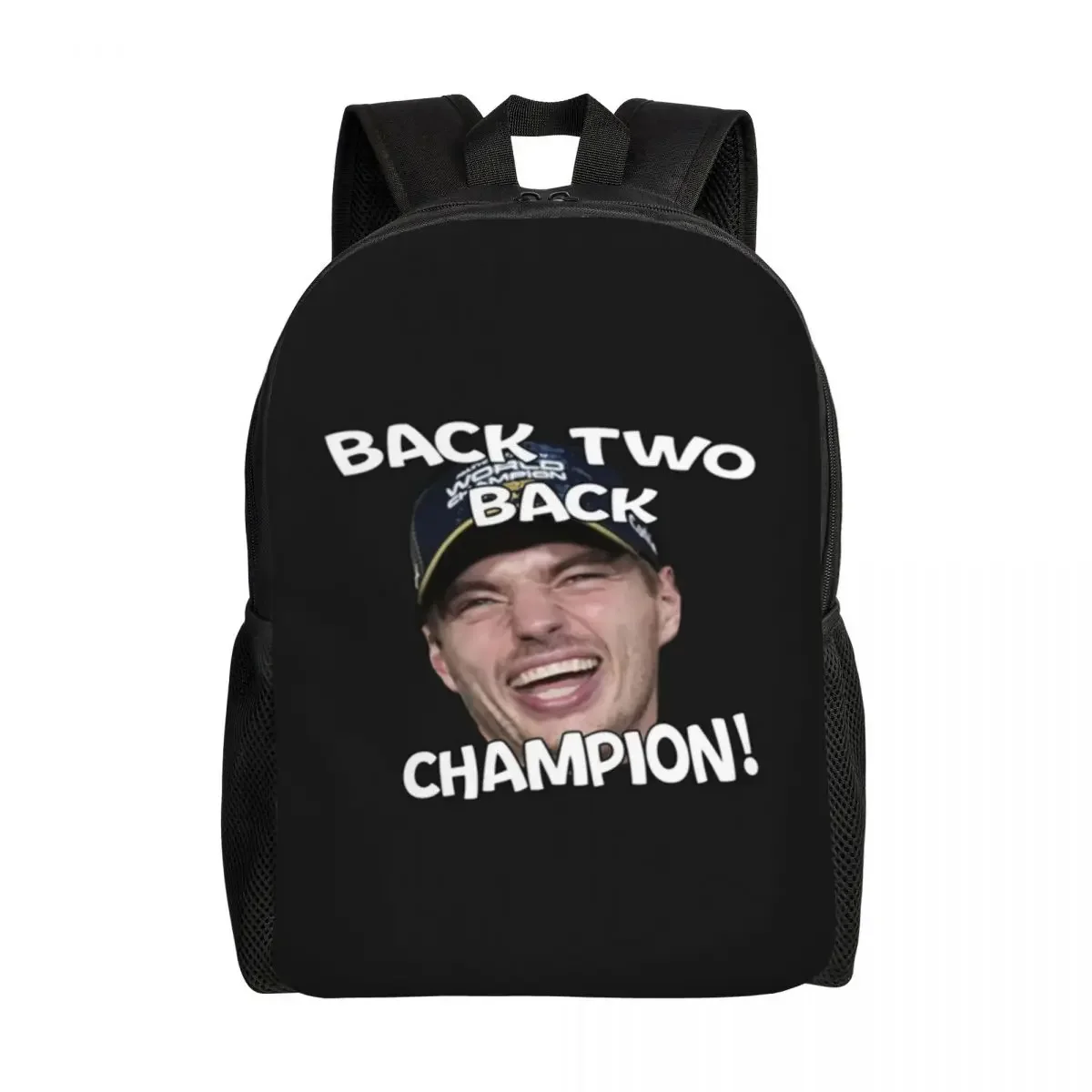 Custom Back 2 Back Max Racing Car Driver Backpacks for Women Men School College Student Bookbag Fits 15 Inch Laptop Bags