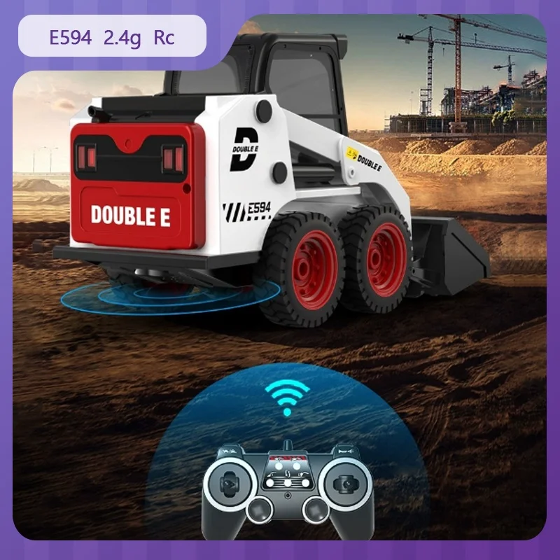 

E594 2.4g Rc 360 ° Rotating Electric Bulldozer Forklift Engineering Vehicle Remote Controlled Sliding Loader Boy'S Birthday Gift
