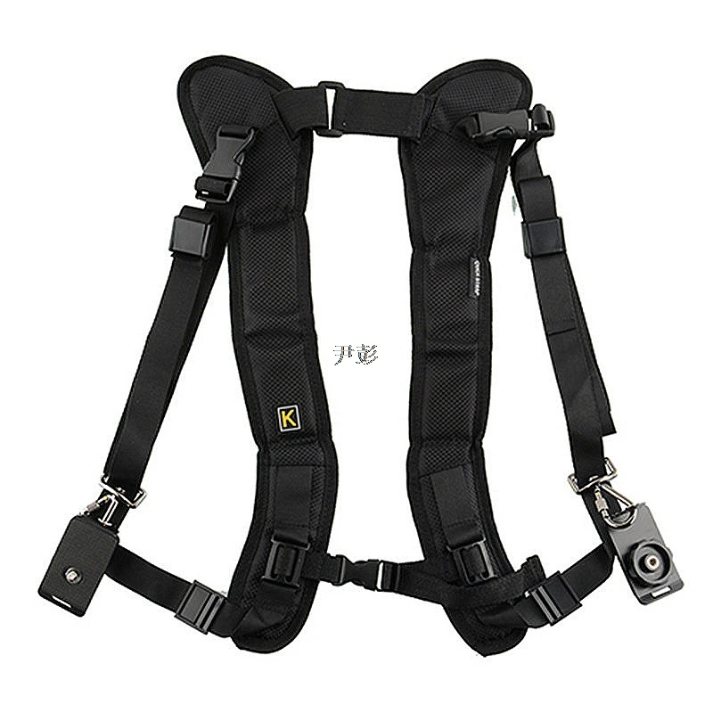 Quick Draw Dual Camera Shoulder Harness Double Camera Strap Shock Absorbing Relief Load DSLR Camera Photography Sling Strap