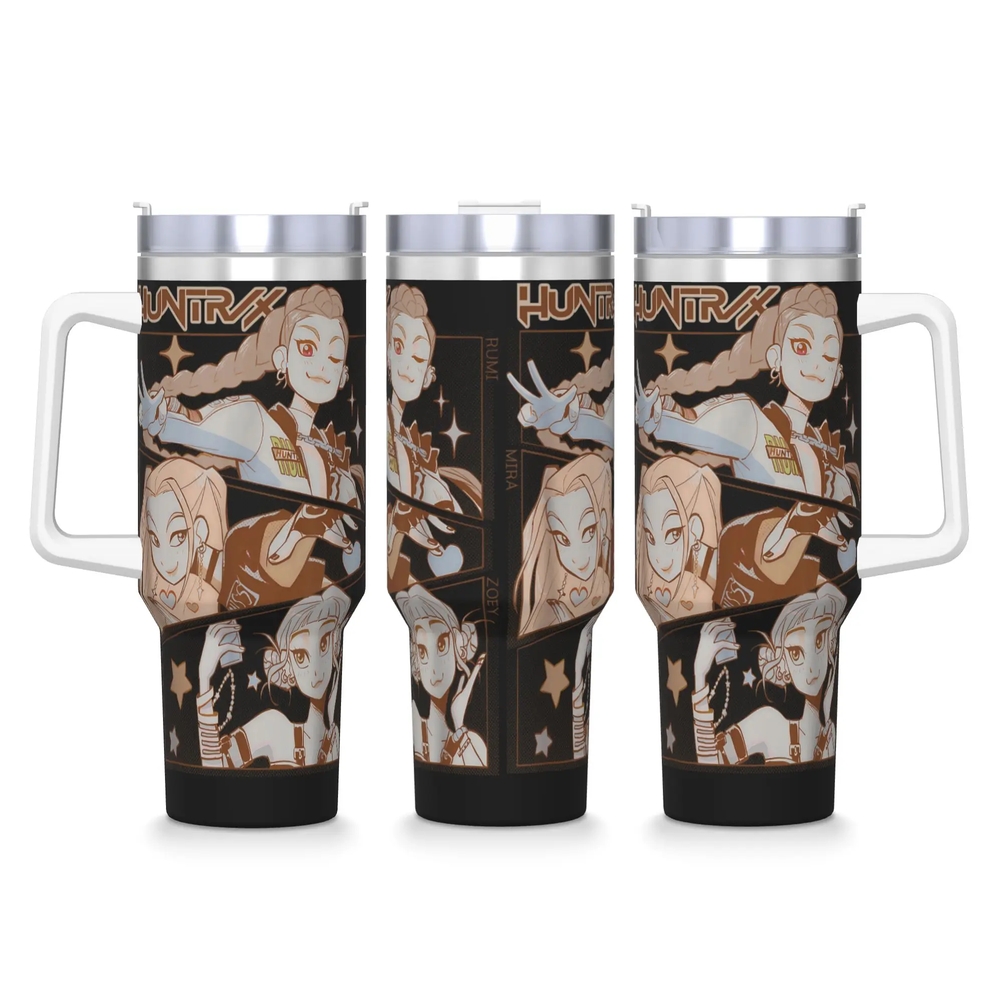 

Stainless Steel Tumbler Kpop Demon Hunter Huntrix Car Mugs With Straws Beach Hot Drinks Water Bottle Heat Large Coffee Mug