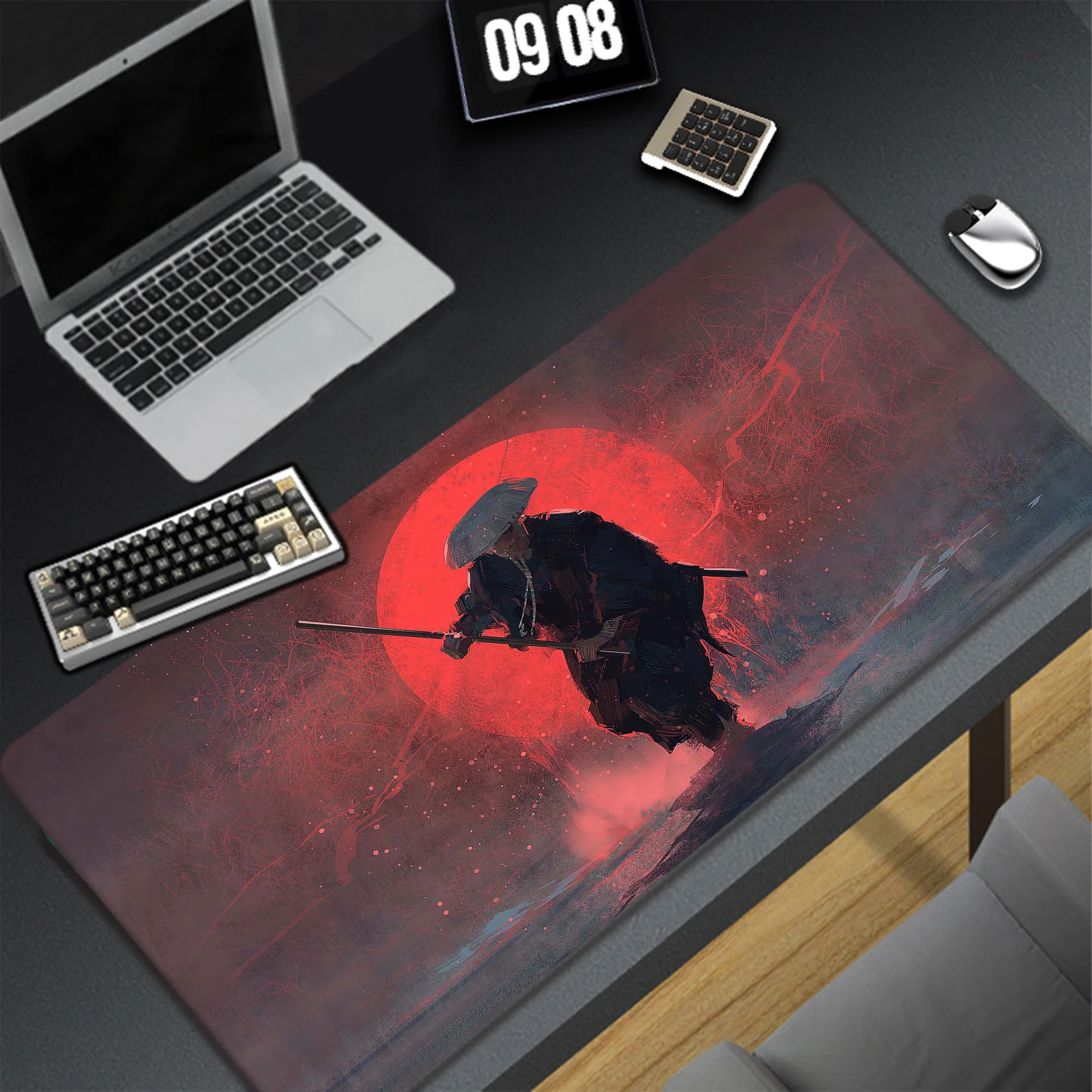 Tapis de souris de jeu de style japonais, tapis de souris souple Gamer, tapis de bureau en polymères, bord de verrouillage média, clavier en polymère, jantes PC