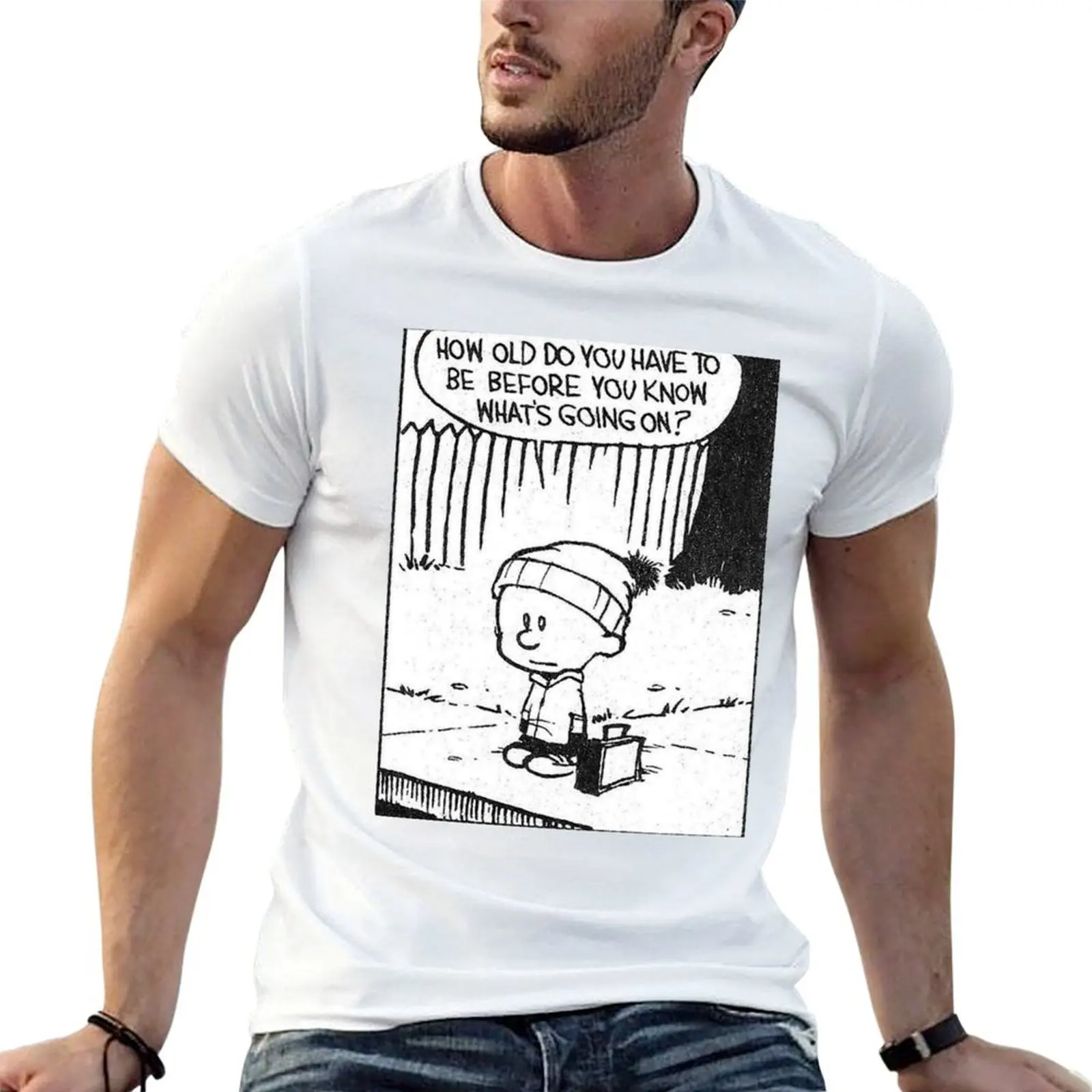 Calvin questions life. T-Shirt Anti-Pilling Casual T-Shirt