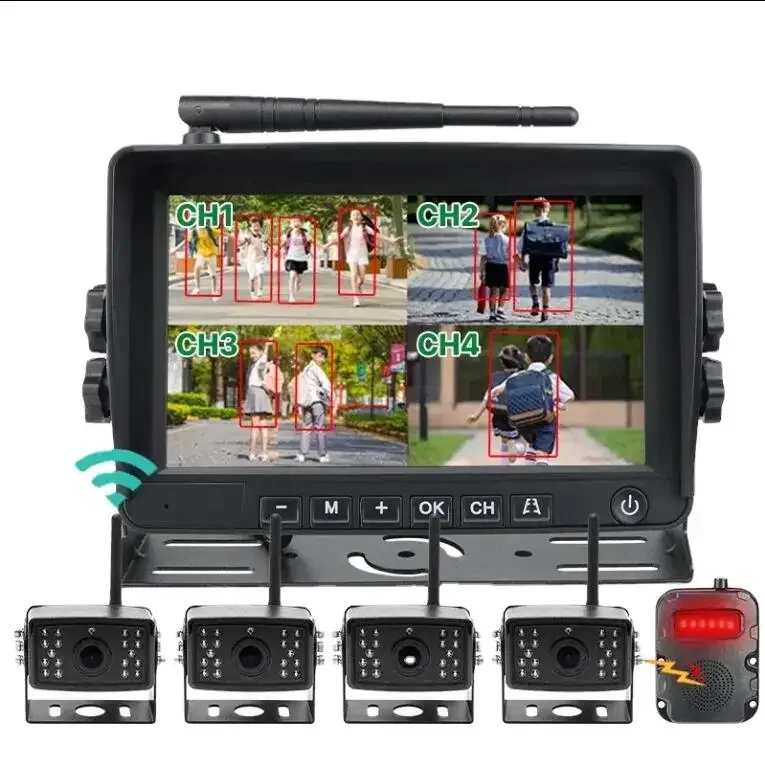 

PZ AHD 7'' Wireless Blind Spot Radar BSD Alarm DVR Record Split Screen IPS Monitor Wifi IR Camera For Car Truck Bus Vans RV