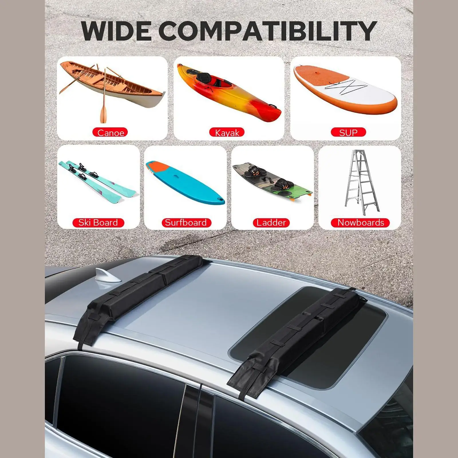 

Oxford Cloth Car Roof Rack Pads Easy Install Portable Carrier System for Stand Up Paddle Board Kayak Canoe Travel
