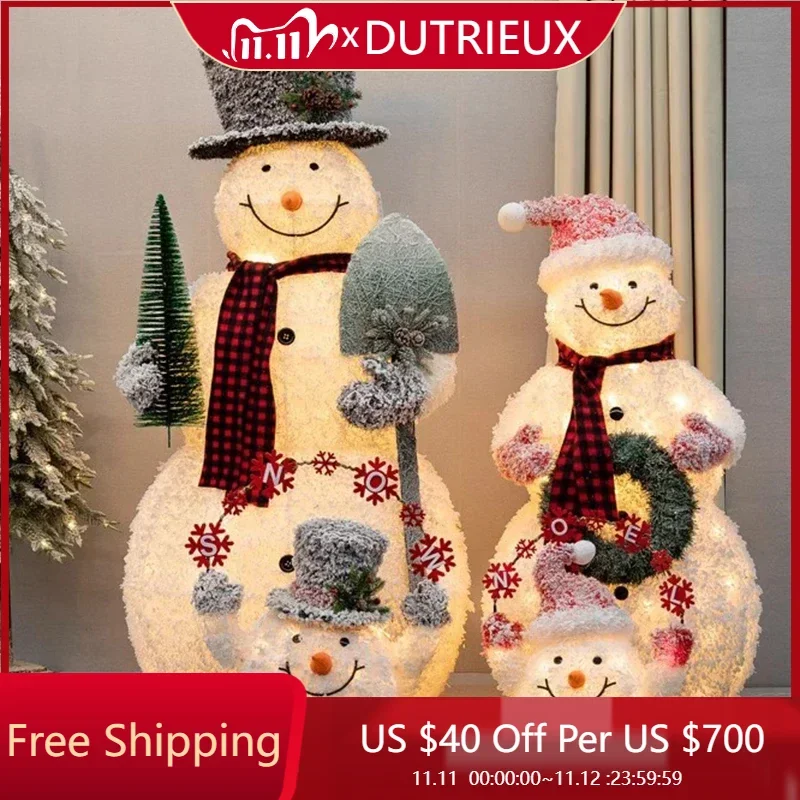 Christmas Decoration Glowing Snowman Shop Window Display Luxury Cute Beautiful Chen Glowing Deer Sales Department Scene Layout