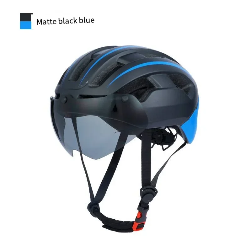 One-piece Magnetic Windscreen Helmet,Wider Lens Myopia Can Be Brought,Road Mountain Bike Riding Sports Helmet Tail Light