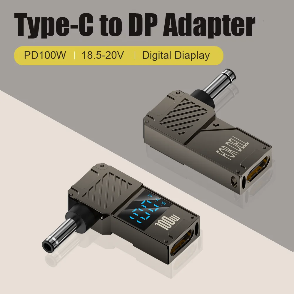 Hobo PD100W Laptop Power Adapter Plug Charger Supply Converter For DELL Male DC 4.5x3.0 / 7.4x5.0 To Female Type-C Adapter