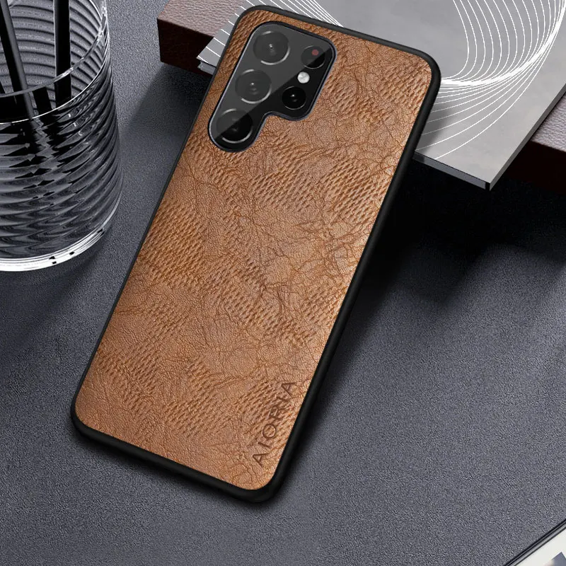 Case for Samsung galaxy s20 s21 s22 s23 Ultra plus FE 5G  Business wind cortex pattern Leather cover for galaxy s23 ultra  case